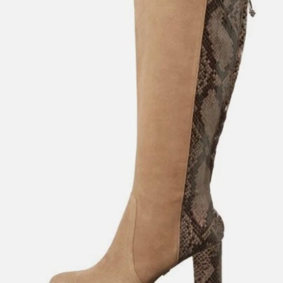 Anne Klein Nilise Tan Suede Boots Snake Skin 10.5 - Picture 16 of 16
